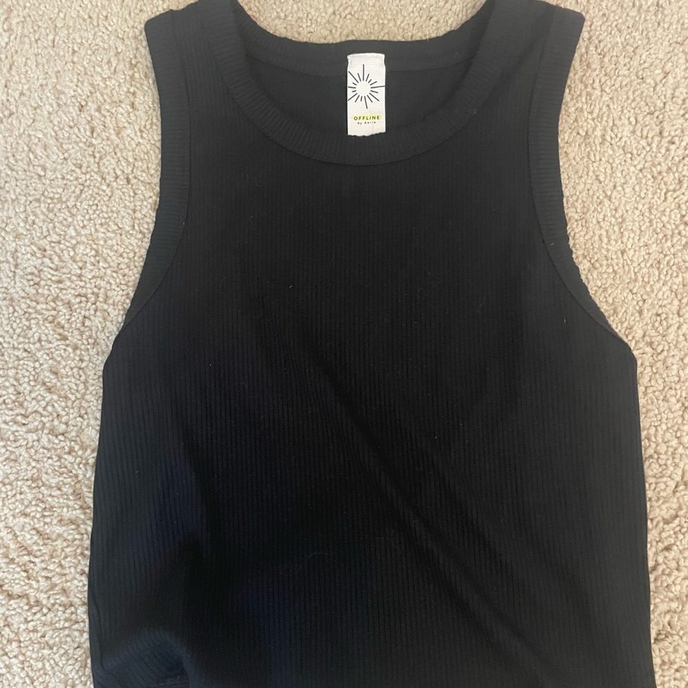 Aerie Classic Black Ribbed Tank Top